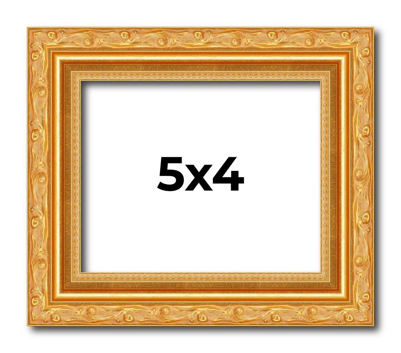 5x4 Solid Wood Antique Picture Frame with UV-Resistant Acrylic & Acid-Free Backing, Available in 4 Finishes: Bronze, Gold, Silver, and Gold with Black